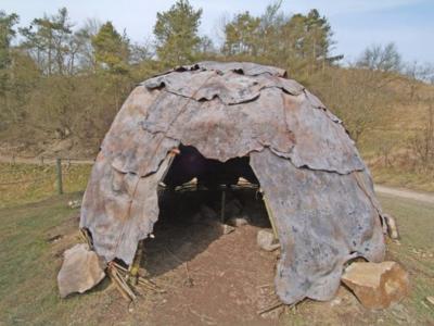 Maison en bois hutte néolithique