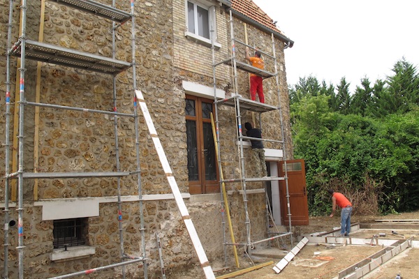 Extension en bois fondation bton