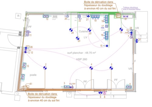 Extension en bois plan elec