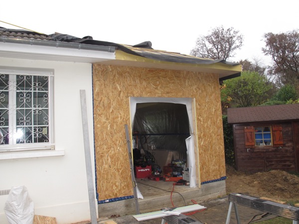 Extension en bois toit en pente